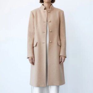 Zara Beige Wool Blend Tailored Coat, XS